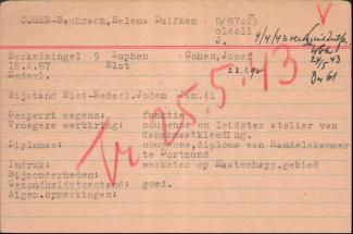 Voorkant kaart kartotheek Joodsche raad
