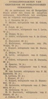 Overlijden echtpaar Cohen - Bachrach Zutphensch Dagblad 4-11-49